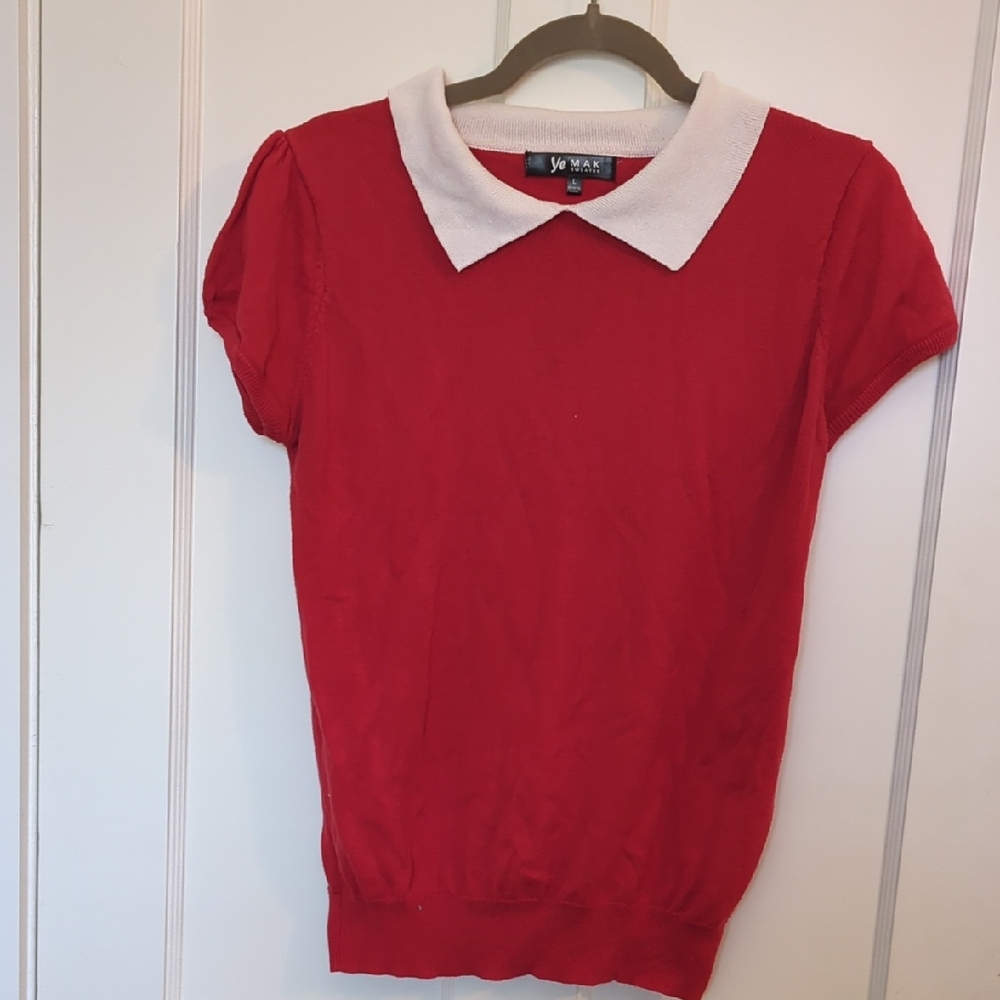 Red Collared Women's Sweater
